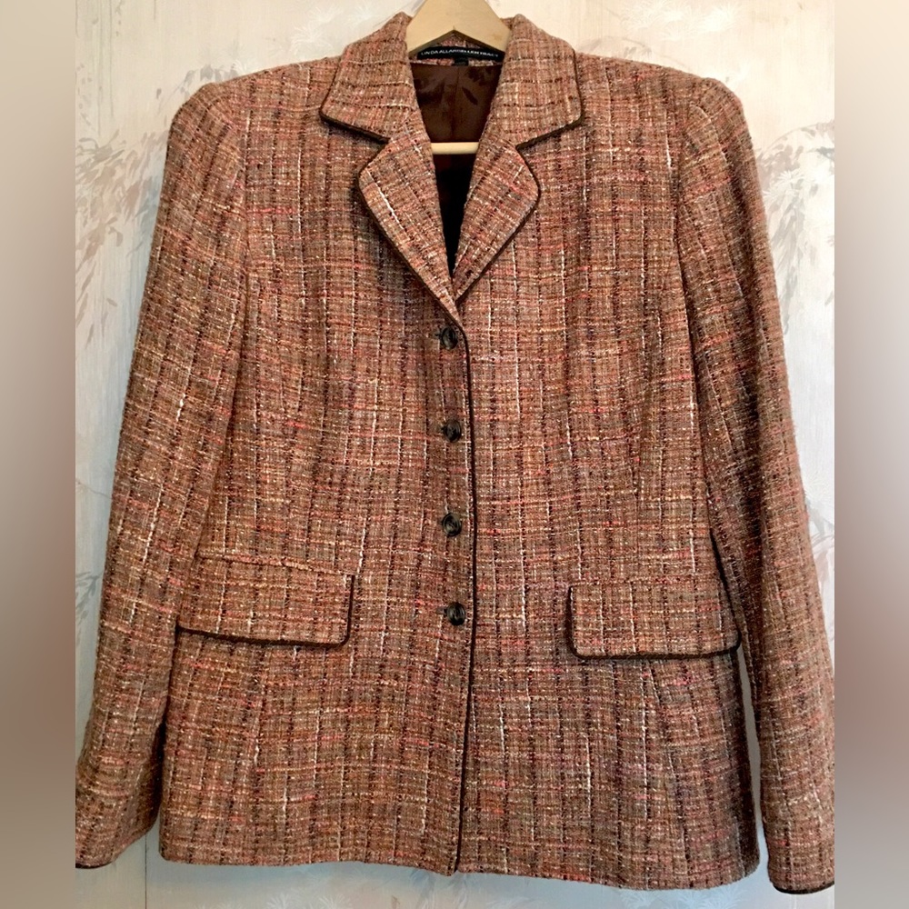 Linda Allard EllenTracy Golden Brown Tweed Blazer 12/14 - Picture 3 of 15